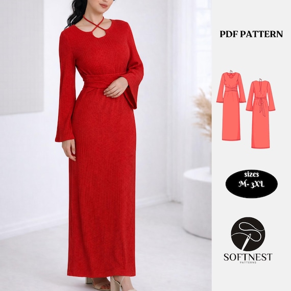 knit maxi dress sewing pattern Ribbed TIBI