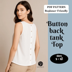 Tank Top Schnittmuster für Damen-Bluse (Grössen 36–46 EU) (PDF Download)