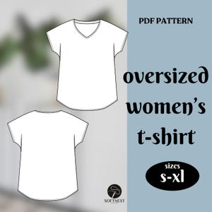 Naaipatroon oversized T-shirt dames – relaxte pasvorm T-shirt pdf, patroon shirt drop-shoulder, beginnersvriendelijke DIY-top, direct downloaden