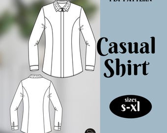 Cartamodello per camicia con bottoni: camicetta ampia (cartamodello PDF, S-XL)