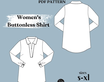 Women's Relaxed Fit Buttonless Shirt Sewing Pattern (PDF Download)