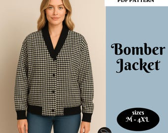 Patron de couture de blouson aviateur pour femme : cardigan oversize (Patron PDF)
