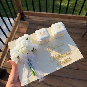 Custom Nikkah Ring Tray, Personalized Engagement Holder, Minimalist Wedding Flatlay