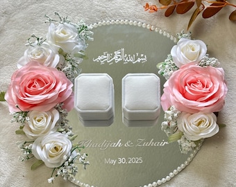 Nikkah Ring Tray: Elegant Mirrored Wedding Engagement plate