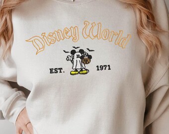 Disney World Embroidery Sweatshirt, Disney Embroidery Sweatshirt, Disney Halloween Shirt, Magic Kingdom Hoodie, Spooky Mickey Sweatshirt