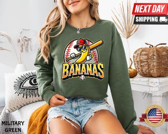 Bananas Baseball Sweatshirt, Baseball Sweater, Game Day Sweatshirt, Funny Baseball Shirt, Baseball Lover Shirt, Game Day Shirt, Baseball Tee