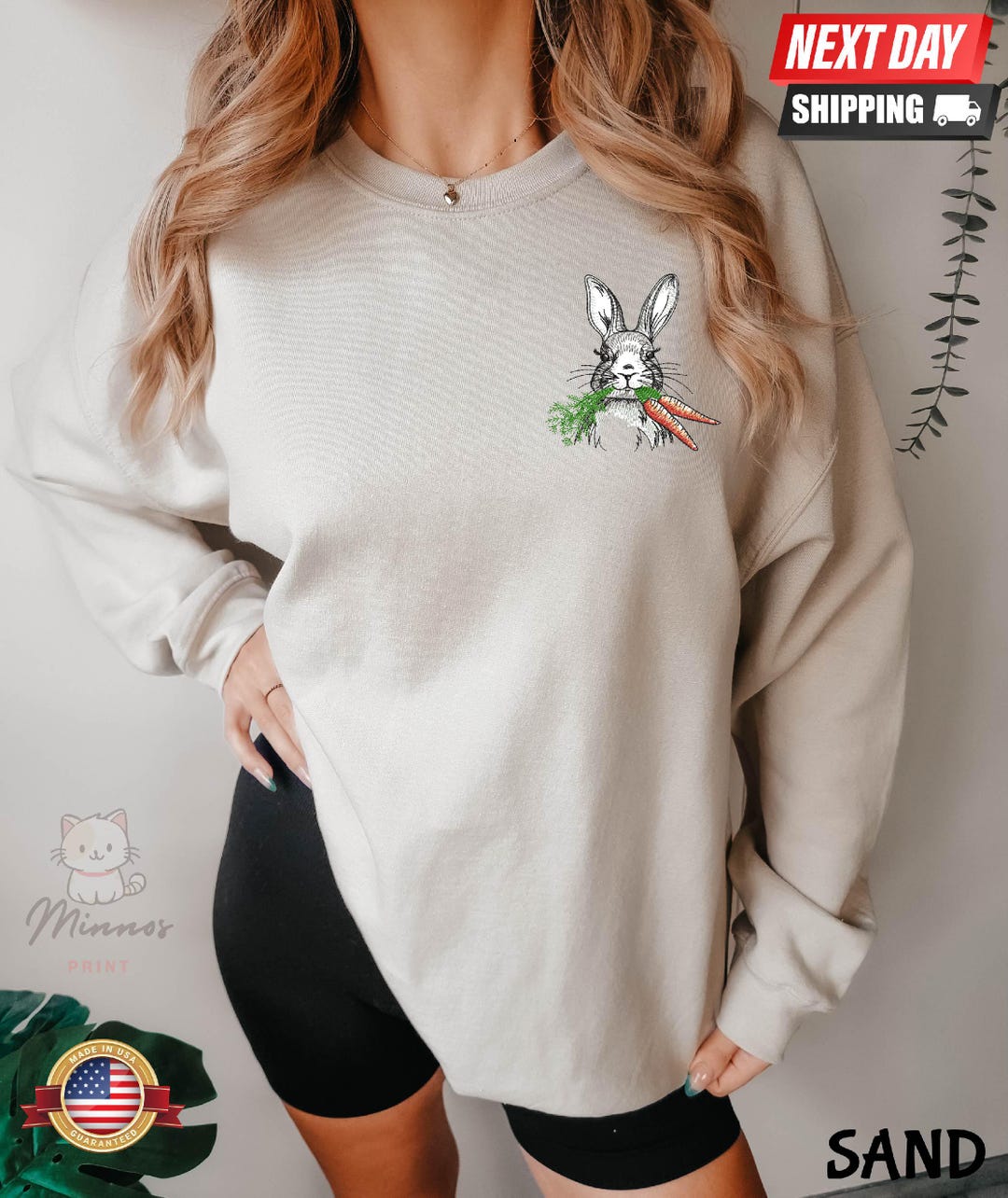 Kix Rabbit Bunny Embroidered Sweatshirt,rabbit Carrot Embroidery Sweatshirt,easter ...