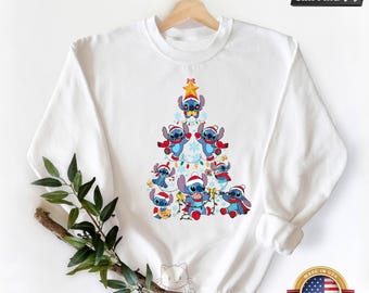 Disney Stitch Christmas Sweatshirt, Stitch Christmas Shirt, Disney Family Christmas Trip Sweatshirt, Holiday Sweater, Christmas Tree Shirt