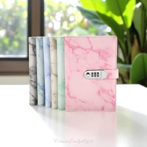 Marble Password Lock Journal – Secret Diary with Code Lock | Aesthetic Gift for Teen Girls | Refillable Notebook with Privacy Lock