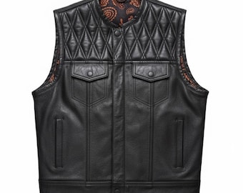 Chaleco de moto negro personalizado: chaleco de cuero y lona.