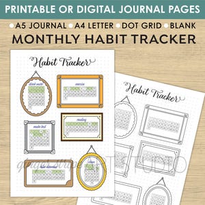 Monthly Habit Tracker - PRINTABLE or DIGITAL Journal Pages  - Daily Tracker - Planner Page