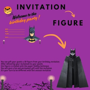 Convite de aniversário de figura dobrável 3D | Cartão de festa pop-up para impressão