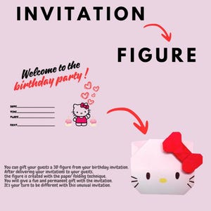 Convite de aniversário de figura dobrável 3D | Cartão de festa pop-up para impressão