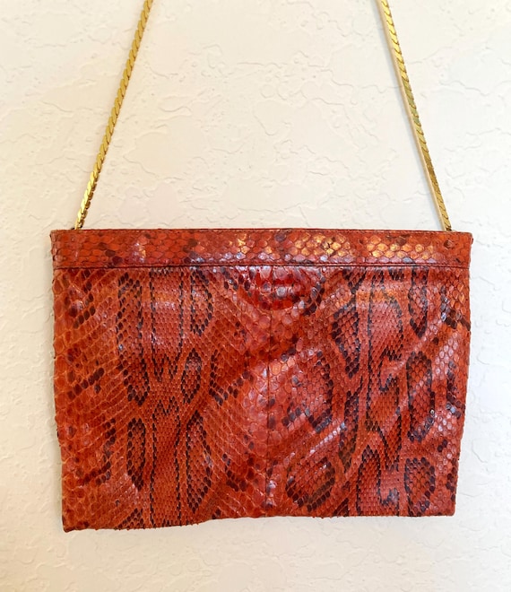 Snakeskin Reva Clutch or Vintage Shoulder Bag With Gold  display picture 2