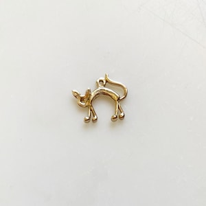 14K Gold Cat Charm or Necklace Pendant 19x16mm
