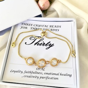 30th Birthday Crystal Bracelet Gift, Crystal Gold/ Silver Bracelet Gift for Women, Decades  Bracelet Birthday Jewelry Gift
