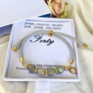 Choose The Decades 20th/30th/40th Birthday Adjustable Labradorite Crystal Bracelet Gift, Women&#39; s Bracelet Birthday Gift For Her Friends