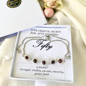 Choose The Decades 20th/30th/40th/50th  Birthday Crystal Bracelet Gift, Adjustable Gold/ Silver Bracelet Birthday Gift for Women