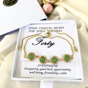 20th/30th/40th/50th  Birthday Crystal Bracelet Gift, Natural Gemstone Gold/ Silver Bracelet Gift for Women, Birthday Jewelry Gift