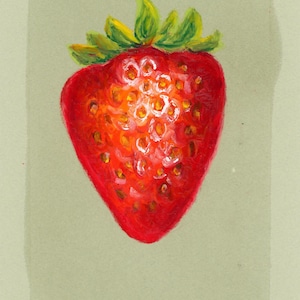 Strawberry Oil Pastel Painting