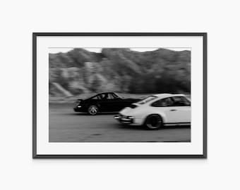 Porsche Wandkunst, Fotografie Drucke, Porsche Poster, Porsche 911 Poster, Porsche Druck, Schwarzweißdruck, Wandkunst in Museumsqualität