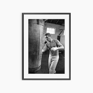 Steve McQueen, stampe fotografiche, stampa di boxe, stampa di Steve McQueen, stampa retrò, arte murale in bianco e nero, poster fotografico di qualità museale
