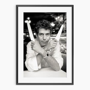 Anthony Bourdain, fotografie-afdrukken, kunst aan de muur keuken, kookposter, zwart-witte muurkunst, kunst aan de muur, museumkwaliteit fotografieposter