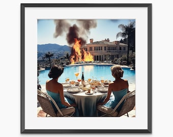 Fire in the Pool, Photography Prints, Fine Art Print, Old Money, Fashion Poster, Aesthetic Room Decor, Museum Quality Photography Poster