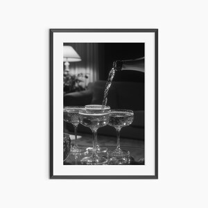 Cocktail Poster, Fotografie Drucke, Alkohol Poster, Champagner Druck, Schwarz Weiß Wandkunst, Fotografie Poster in Museumsqualität