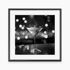 Martini Wandkunst, Fotografie Drucke, Cocktail Poster, Alkohol Drucke, Schwarzweiß Wandkunst, Fine Art Print, Poster in Museumsqualität