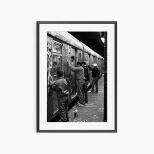 Metropolitana di New York, stampe fotografiche, graffiti, stampe retrò, poster vintage, arte murale in bianco e nero, arte murale di qualità museale