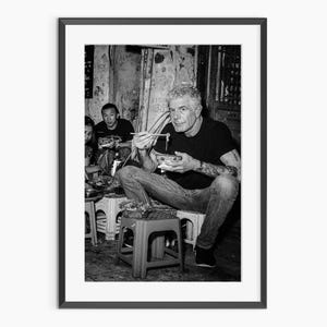 Anthony Bourdain, impresiones fotográficas, póster de chef, jefe de cocina, arte mural de cocina, arte mural en blanco y negro, póster fotográfico de calidad de museo