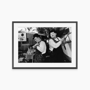 Laurel and Hardy, Photography Prints, Oliver Hardy, Stan Laurel, Retro Poster, Black and White Wall Art, Museum Quality Photography Poster