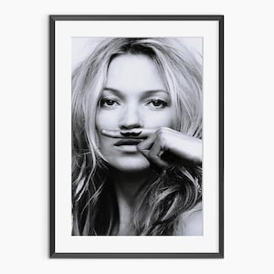 Impresión de Kate Moss, impresiones fotográficas, póster retro, póster de Kate Moss, arte mural en blanco y negro, póster fotográfico con calidad de museo