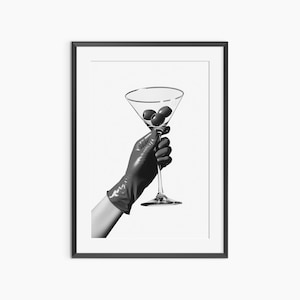 Martini Wandkunst, Fotografie Drucke, Cocktail Poster, Alkohol Drucke, Schwarzweiß Wandkunst, Fine Art Print, Poster in Museumsqualität