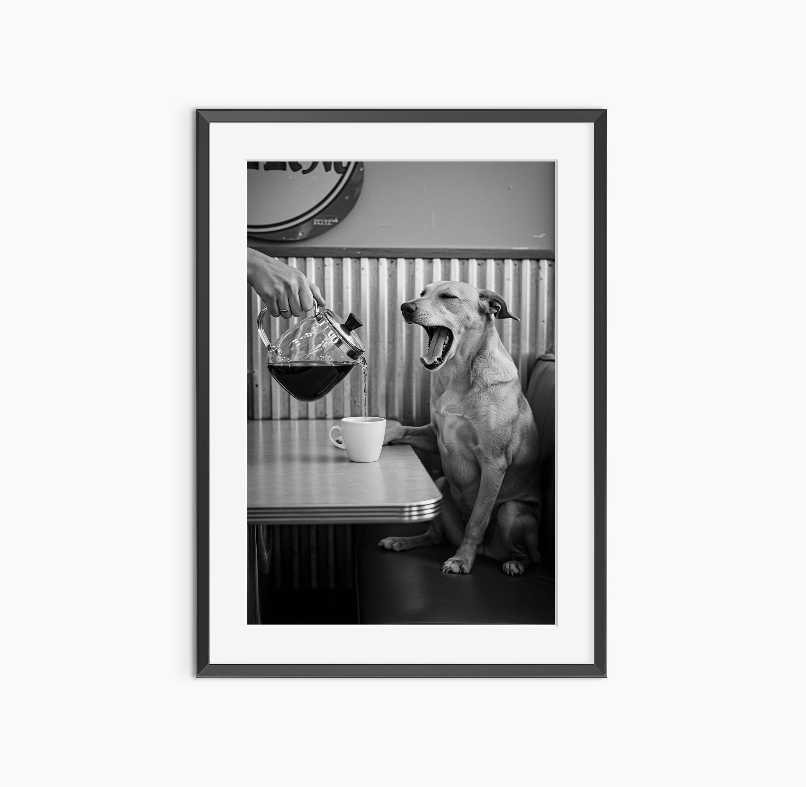 Coffee Poster, Photography Prints, Funny Wall Art, Dog Prints, Coffee Table, Funny Poster, Black and White Wall Art, Museum Quality Wall Art