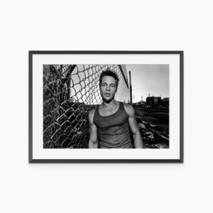Brad Pitt, stampe fotografiche, arte murale di Hollywood, poster retrò, arte murale in bianco e nero, stampe vintage, poster fotografico di qualità museale