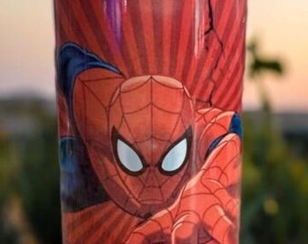 Vaso para niños Spiderman personalizado de 12 oz con tapas dobles