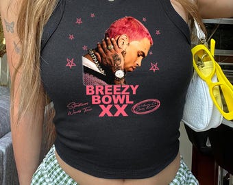 Chris Brown Tour Breezy Bowl XX V2 Racerback Crop, Concert Retro 2025 Shirt, Chris Brown Graphic Concerta Tee, Music Tour Y2k T-Shirt
