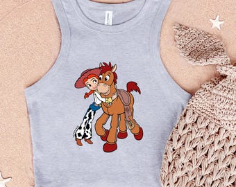 Débardeur Toy Story Jessie and Bullseye, dos nageur Cowgirl Pixar, débardeur Friends inspiré de Disney pour femme filles, chemise Toy Story Pixar