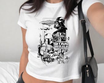 Star Wars Galaxy Crop Top, Galactic Empire Shirt, Darth Vader Boba Fett Crop, Retro Sci-Fi Shirt, Disney World T-Shirt, Sci-Fi Fantasy T-Shirt