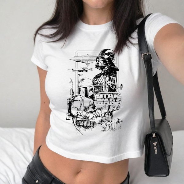 Star Wars Galaxy Crop Top, Galactic Empire Shirt, Darth Vader Boba Fett Crop, Retro Sci-Fi Shirt, Disney World Tee, Sci-Fi Fantasy Tee