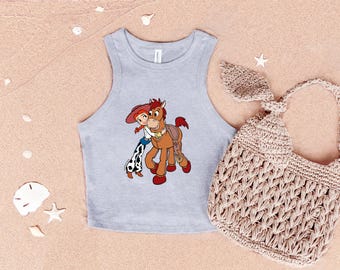 Toy Story Jessie and Bullseye Racer Tank Top, Pixar Cowgirl Racerback,Disney Inspired Friends Tank Top for Women Girls,Toy Story Pixar Shirt