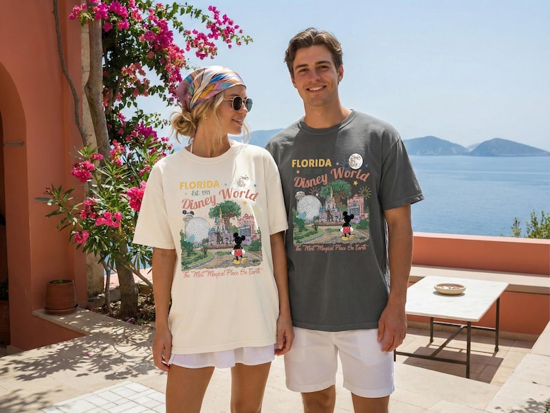 2026 Disneyworld Florida-skjorta, Disneyworld est. 1971-skjorta, Musse Pigg och vänner-skjorta, Disney-semester-tröja för par, Walt Disney World-fantröjor bild 1