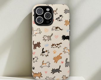 Kitten Cat Phone Case, Aesthetic Cat Case, Kawaii Cat Phone Cover, Tough Case, iPhone 16 Pro Max, 15,14,13,12,XS & Samsung S25,S24, Pixel 9