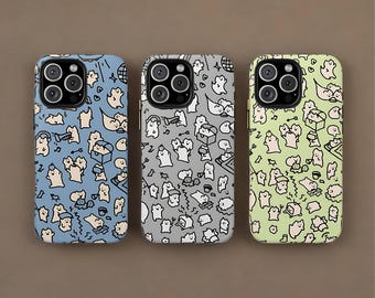 Cute Cat Phone Case, Kawaii Cat Aesthetic Cover, Funny Cat Case, Tough Case, iPhone 16 Pro Max, 15,14,13,12,11,XS & Samsung S25,S24, Pixel 9