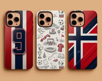 Norway Football Phone Case, World Cup Soccer Cover, Norge Jersey Inspired Art, for iPhone 17 16 15 Pro Max, Samsung S26 S25, Google Pixel 9