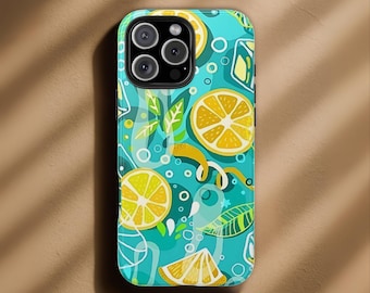 Lemon Phone Case, Aesthetic Fruit Cover, Summer Botanical Case, Fresh Lemonade Gift for Her, for iPhone 17 16 15 Pro Max, Samsung S26 S25