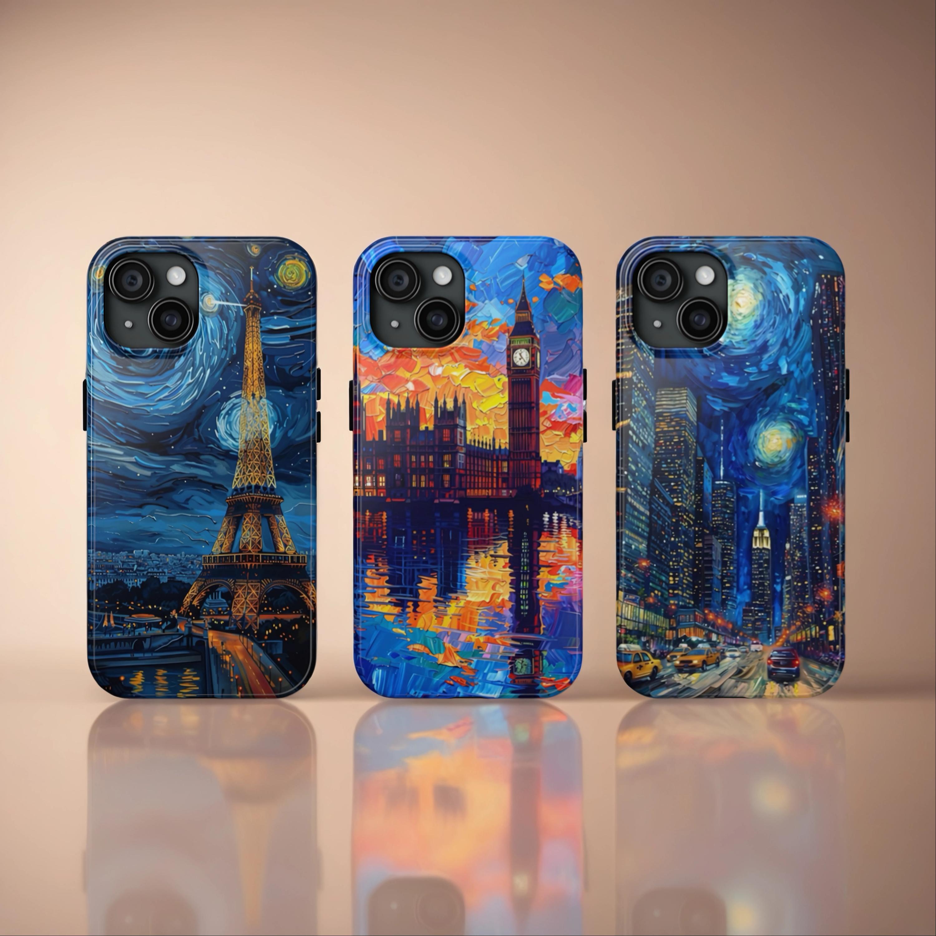 Van Gogh Art Handyhülle, Aesthetic City Skyline Hülle, Einzigartige Handyhülle, Tough Case, iPhone 16 Pro Max,15,14,13 & Samsung S25,S24, Pixel 9