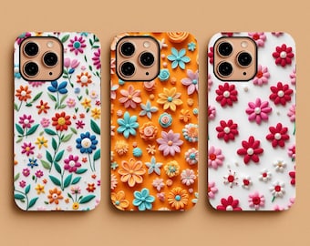 Etui na telefon z motywem wiosennych kwiatów, kolorowe etui z motywem kwiatowym, estetyczne etui botaniczne na iPhone'a 17/16, Samsung S25 S24 Pixel 9/8/7, urocze etui na telefon z motywem kwiatowym